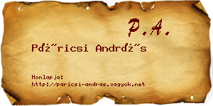 Páricsi András névjegykártya