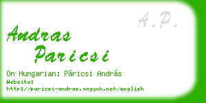 andras paricsi business card